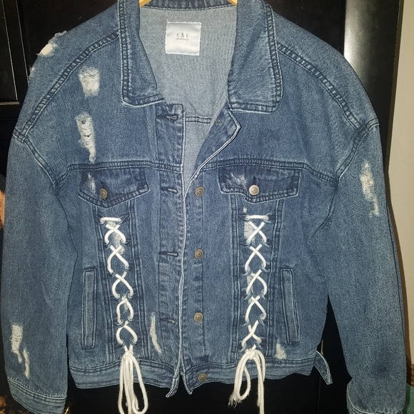 ON SALE! Lace up denim jacket - Picture 2 of 3